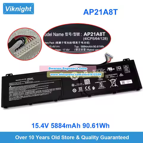 Genuine AP21A8T Battery 15.4V 5716mAh 90.61Wh For Acer Predator Helios Neo 16 N22Q22 Helios 300 PH31