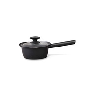Iris Oyama single-handed pot 18cm pot lightweight single household one-handed IH gas fire IH cooking cookware ceramic coating far infrared ray durable multi-cooking with lid MC-K18 black