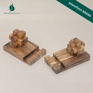 Wooden Phone Holder Mobile Puzzle Game Acacia Wood Stand