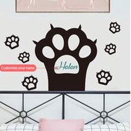1pc 30*120cm/11.81*47.24in Cartoon Cat Paw Wall Sticker, Rainbow Heart Kitten Wall Decal, Cartoon Cu
