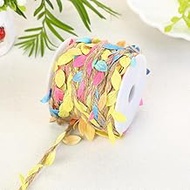 Burlap Leaf Ribbon, 66 feet in Total, 5mm Natural Jute Thread Ribbon with Artificial Leaves, Used fo