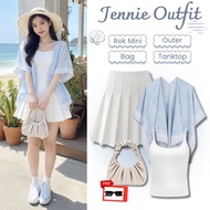 Suit Minimalist Korean StyleWanita | Arwen Outer + Tanktop + Mini Skirt + Bag | Beach Outfit | BW251