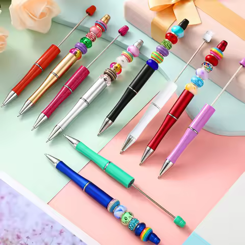 3/12pcs Beadable Pens – Plastic Bead Pens for Students, Schools & Offices, Ideal for DIY Projects & 