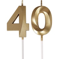 Bailym 40th Birthday Candles,Gold Number 40 Cake Topper for Birthday Decorations Party Decoration
