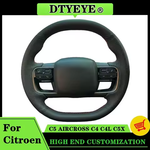 Customized Genuine Leather Car Steering Wheel Cover For Citroen C5 AIRCROSS C4 C4L C5X Hand Sewing C