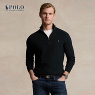 Polo Ralph Lauren เสื้อสเวตเตอร์ผู้ชาย Mesh-Knit Cotton Quarter-Zip Sweater รุ่น MNPOSWE16821837 สีด