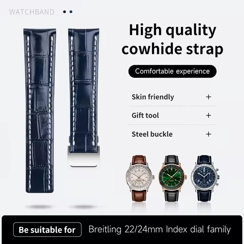 Quality Calfskin Leather Universal Watch Band For Breitling Strap 22mm 24mm Avenger/navitimer Premie