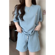 New Women's Korean Style Sportswear Suit - Casual Running Dopamine Short Sleeve Shorts Set