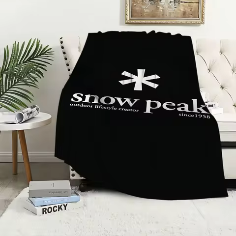 Soft Plush Throw Blanket with Snow Peak Logo Warm Stylish for Living Room Bedroom Travel Kids Gifts