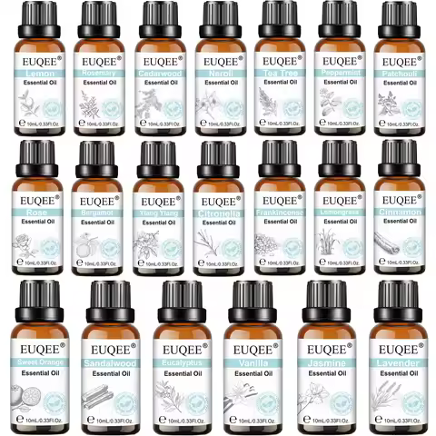 Euqee Essential Oil 10ml Pure Vanilla Extract Aromatherapy Oils Cinnamon Bergamot Cedarwood Lemon La