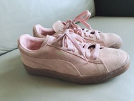 Puma pink suede classic trainers with gum sole