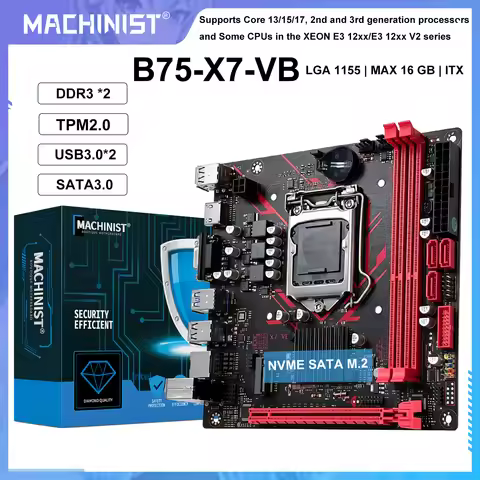 MACHINIST B75 X7 VB Motherboard LGA1155 Support Dualchannel DDR3 RAM CoreI3/I5/I7 2/3Gen CPU for Gam