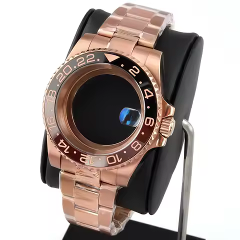 Stainless Steel Rose gold 40mm Watch Case Polish Oyster Bracelet For SUB GMT Yacht-Master NH35 NH36 