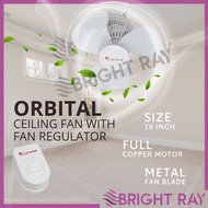 EVERWIND 16" Auto Fan 3 Blade Rotation Fan Ceiling Fan Bedroom Kitchen Kipas Siling 3 Control Speed 360 Degrees Rotation