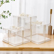Transparent birthday cake box packaging box6Inch8Inch10Inch12Single and double-layered, elevated squ
