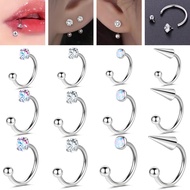 1PC Stainless Steel Nose Rings 16G Nose Piercing Crystal & Ball Septum PiercingRing 8mm/ 10mm 12mm