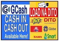 LOAD NA DITO SIGNAGE GCASH CASH IN LAMINATED 8X11 INCH