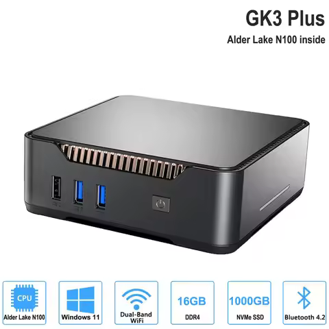 GK3V Mini PC DIY Gaming Computer Intel Twin Lake N150 8GB/16GB DDR4 1TB NVMe SSD Windows 11 Pro 4K H