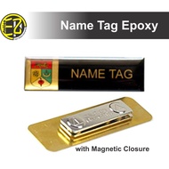 Epoxy Nametag with Brass Plate, Tag Nama Papan Besi, Epoxy Name Tag with Brass Plate