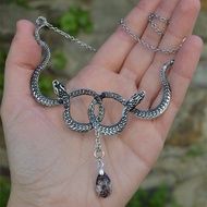 Snake Necklace, Snake Jewelry, Double Snake Necklace, Snake Necklace, Snake Necklace, Medusa Necklac
