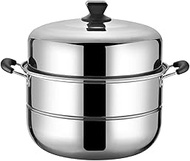 Stainless Steel Steamer/Soup Pot 2-Layer Household with Steamer 30cm/32cm/34cm/36cm/38cm/40cm Thickened Suitable for Gas Stove/Induction Cooker Suitable for 3-13 People