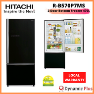 [BULKY] Hitachi R-B570P7MS 2 Doors Bottom Freezer Fridge - 470L  FREE VACUUM CONTAINER GIFT SET (WORTH $99)