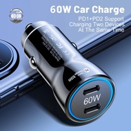 60W Fast Car Charger Dual USB C PD Ports 30W Quick Charge Adapter Phone Charger
