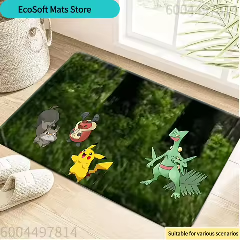Pokemon Sceptile Pikachu Skitty Kricketot Forest Adventure Non-Slip Rubber Base Washable Cloth Surfa