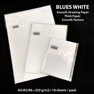 Drawing Paper 250 gsm Blues White Smooth Drawing Paper A6 / A5 / A4