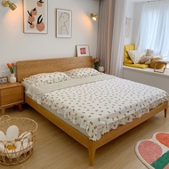 Nordic Solid Wood Bed Double Bed Oak Bed Oak 1.8m 1.5 Household Small Apartment Simple Modern Japane