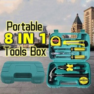 8 In 1 Hardware Toolbox Set Portable Household Tool Set DIY Manual Set Tool Car Home Repair Box Hand