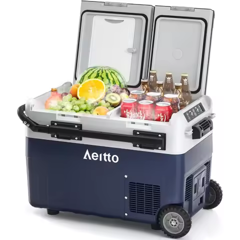 42QT Dual Zone Car Refrigerator Freezer -4℉-68℉ for Travel, Camping, RV, Home