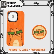 DKshop Cute Magnetic Case – Lucky Cat Shape, PopSocket Included, Magnetic Suction, Shockproof, Phone