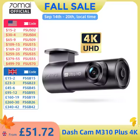 Global Version 70Mai Dash Cam M310 Plus 4K True 4K 2160P Wdr Voice Control Support 24H Parking Mode