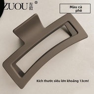 ZUOOU | Kẹp Tóc Dung Lượng Lớn 13cm Đen Hình Vuông Bóng