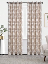 1入組美麗的法式鄉村風格花卉提花編織功能裝飾客廳臥室窗簾