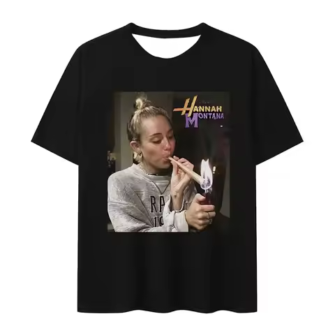2025 Fashion New Fun T-shirt Hannah Montana Aesthetic Retro T-shirt Men's and Women's Summer Extra L