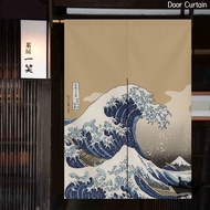 Japanese Ukiyo-e Door Curtain Kitchen Partition Curtain Bedroom Decoration Shade Curtain Entrance Door Curtain Perforation-free Privacy Curtain