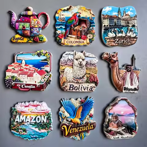 Fridge Magnets Tourist Souvenir Bogota Colombia Venezuela Croatia Zurich Riyadh North Macedonia Magn