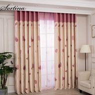 Sortina Langsir Blackout Curtain Window Grommet Curtain Sliding Door Love Pattern Hook Curtain for Home Kitchen Curtain
