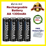 PALO AA Rechargeable Battery 1300mAh 1.2V NiMH + Battery Charger Recycle 1800 times Bateri Recaj CYC