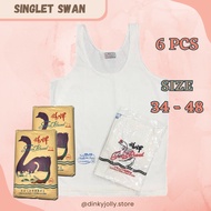 PUTIH KATUN Men's T-Shirt Swan Brand 6pcs/bra/Singlet White Cotton Teenage Adult Jumbo Original