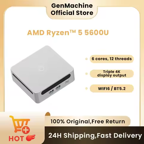 GenMachine New AMD Ryzen 5 5600U Mini PC Windows 10 Ryzen 3.3GHz Up to 4.2GHz 2*DDR4 Max Support 64G