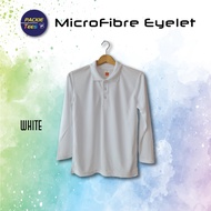 WHITE QD6700 100% MICROFIBER JERSEY QUICKDRY COLLAR LONG SLEEVE TSHIRT UNISEX LENGAN PANJANG PUTIH Q