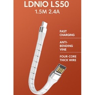LDNIO LS50 Kabel Pengecas 1.5M 2.4A – Fast Charging & Anti-Lipat Design