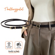 Classic vintage woven leather small women's belt 1cm version TL437 - Belt