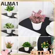 ALMA False Plant Pot, Plastic Plant Evergreen Artificial Plant Bonsai, Mini Fake Flower Bonsai Plant