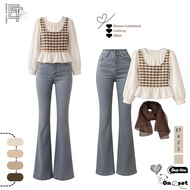 Modern 3-in-1Oneset Wanita - cream + Cutbray + Hijab Combination Blouse [ET421]