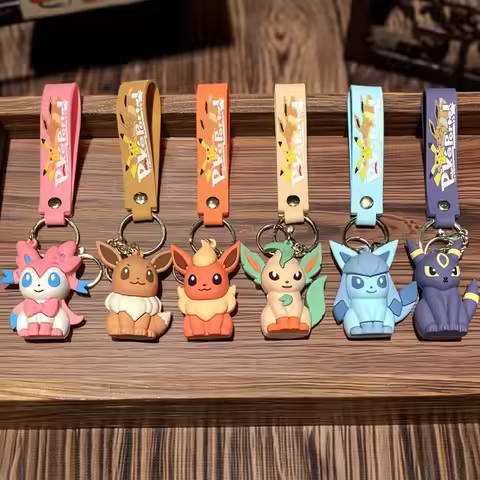 Pokemon Anime Pikachu Keychain Kawaii Eevee Schoolbag Shoulder Bag Pendant Glaceon Flareon Backpack 