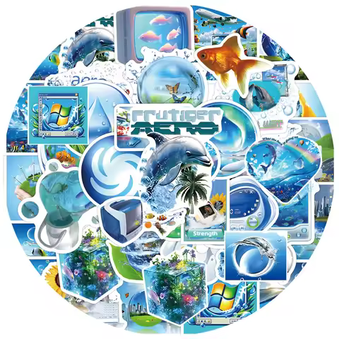 10/30/55pcs Cute Cartoon Frutiger Aero Stickers for Kids DIY Scrapbooking Phone Luggage Waterproof A